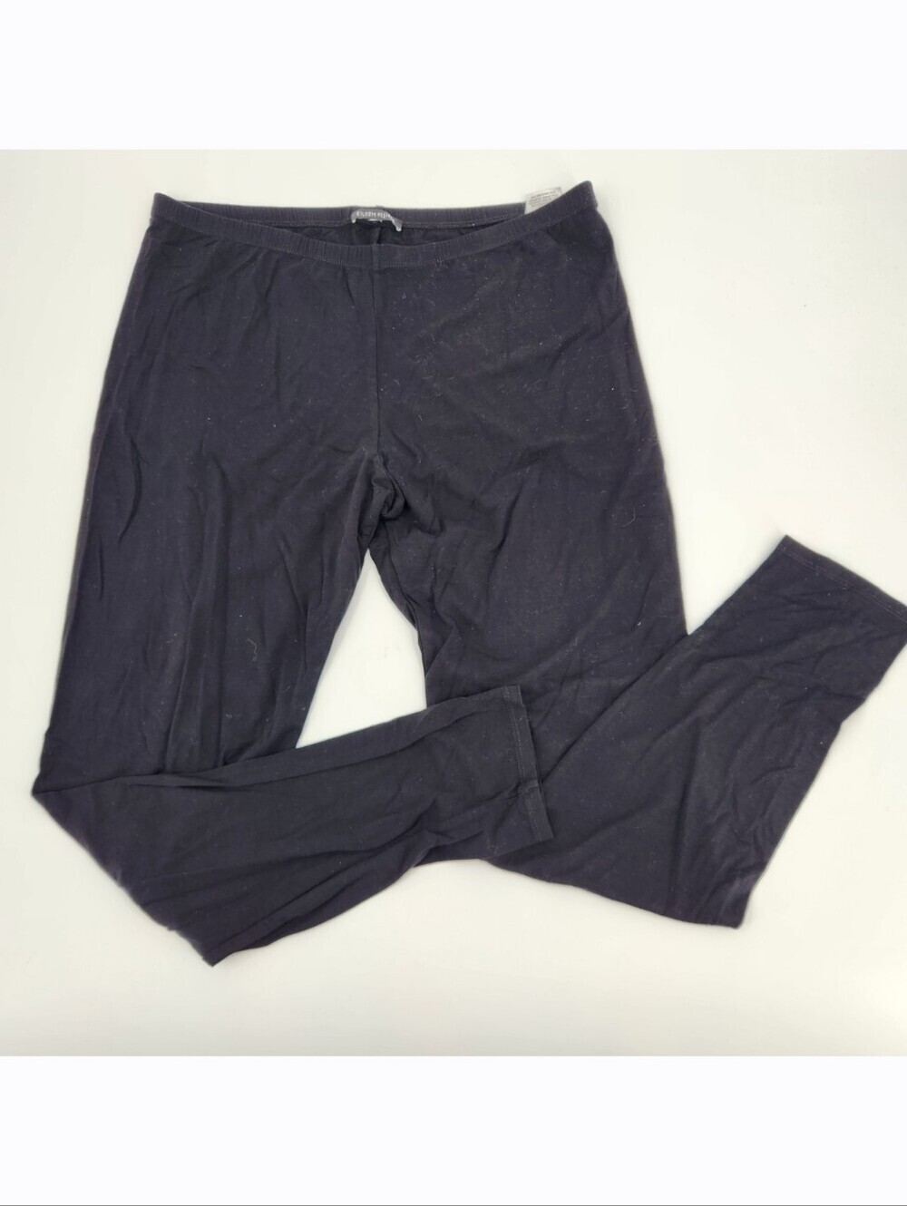 Eileen Fisher Pull On Pant Thin Lightweight Womens Size Large Black Tapered Leg
